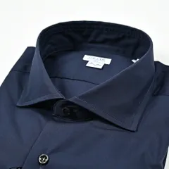 ORIAN オリアン / SLIM FIT ドレスシャツ ホリゾンタルカラー 長袖 コットン100% ダークネイビー 420571