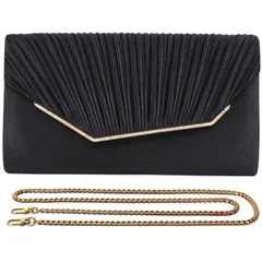 [TIGLOSS] [ウェディングプランナー監修] ティグロス パーティーバッグ 結婚式 バッグ 大きめ 3way 上品 フォーマル カバン クラッチバッグ(ブラック) [ブラック]