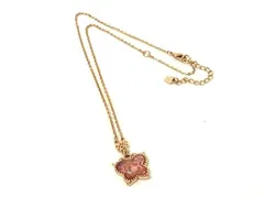 ■極美品■ ANNASUI アナスイ バタフライ 蝶 ラインストーン ネックレス ペンダント アクセサリー ゴールド系×ピンク系 DG8957