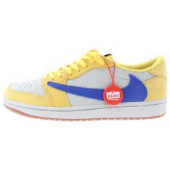 NIKE (ナイキ) ×トラヴィススコット ウィメンズ エアジョーダン1 カナリー ローカットスニーカー US10.5/27.5cm イエロー DZ4137-700