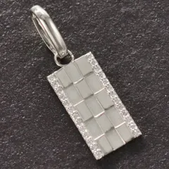 ペンダントトップ メンズ 18金 K18WG ダイヤモンド メンズペンダントトップ プレート ネックレスヘッド ホワイトゴールド ペンダントヘッド 喜平用 トップ バチカン大 鑑別書付き【アクセサリーマート/メルカリShops店】