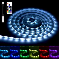 Dalugo LEDテープライト 防水 テープライト USB式 1m 30LED RGB 高輝度 ストリップライト LED テレビバックライト LEDテープ 間接照明 リモコン 調光調色 両面テープ付き 切断可能 取付簡単 IP65防水 屋外 室内 リビン 0