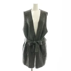 ミズイロインド mizuiro ind ウール混 Vネックジレ ニット ベルト付き グレー /HK ■OS