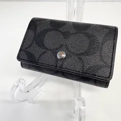 ✨Bランク　COACH　キーケース　シグネチャー　レザー　メンズ　PVC　リング　「73EL」