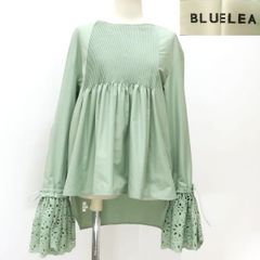 BLUELEA ブラウス 袖レース FREE チュニック 212002 ミント ライトグリーン ブルレア ◆送料込◆質屋-8765