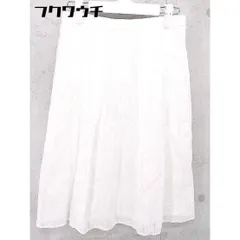 ◇ INDIVI インディヴィ ストライプ 膝丈 フレア スカート サイズ38 ホワイト レディース 【中古】 【1105070006576】