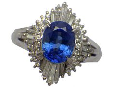 サファイア ダイヤモンドリング Pt900 7.2g 14号　Jewelry Sapphire1.64ct Dia0.50ct Ring