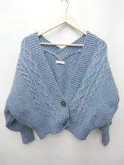 ◇ Andemiu アンデミュウ ケーブルニット 長袖 ニット カーディガン サイズＦ ブルー系 レディース P  【1406180057930】