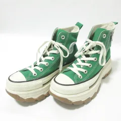 美品 CONVERSE コンバース オールスター アール トレックウエーブ ジップ ハイ 厚底 ハイカット スニーカー 1SD839 24.5cm グリーン レディース 古着 中古 USED