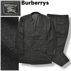 【上質】 90sヴィンテージ バーバリー Burberrys ヘリンボーン柄 ダブル 4B スーツ セットアップ 上下 テーラードジャケット スラックスパンツ 秋冬 AB7 グレー メンズ