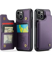 【JDDLang】 iPhone13 ケース カード収納 背面ケース手帳型 13手帳 iphone13 case 高級 PU革 上質 6.1インチ対応（パープル）
