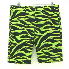 ★SALE価格★【超美品】ラウドマウス ハーフパンツ ライトグリーン×黒 ゼブラ柄調 ストレッチ メンズ LL ゴルフウェア LOUDMOUTH
