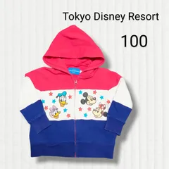 【  ディズニー  】公式 Tokyo Disney Resort    長袖 パーカー 100  ネイビー 赤 白 スウェット 子供服 旅行 ミッキー  ミニー デイジー ドナルド