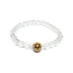 六芒星 Hexagram ヘキサグラム 欅 ケヤキ レーザー彫り 12mm ブレスレット 彫刻ビーズ・彫りビーズ 天然石 パワーストーン / インペリアルオーラ おしゃれ かわいい オシャレ 可愛い プレゼント ギフト 贈り物