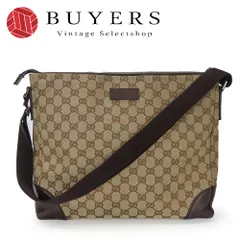 【中古】 グッチ ショルダーバッグ 110054 GGキャンバス レザー ベージュ ダークブラウン シルバー金具 斜め掛け カジュアル レディース メンズ GUCCI
