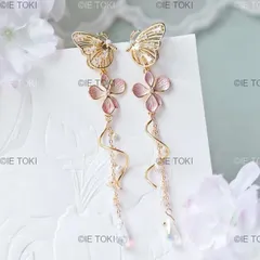 韓国-女性のためのエレガントなフラワーと蝶のイヤリング 魅力的なクリスタルジルコニアジュエリー 長いタッセル 女の子のための気質ジュエリー