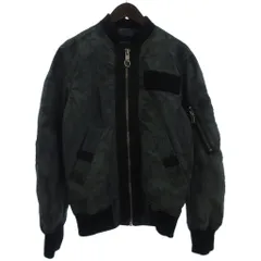 ディーゼル DIESEL MA-1 ブルゾン ジャケット フルジップ ワッペン ダメージ加工 緑 グリーン Sのサムネイル