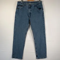 古着 ラングラー Wrangler デニムパンツ ブルーデニム ジーンズ ジーパン テーパード 大きいサイズ ワンポイント w36 L32 インディゴブルー メンズ