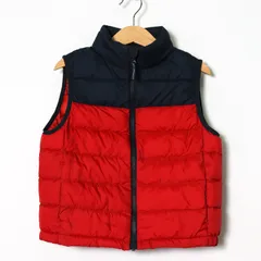 ユニクロ ダウンベスト 中綿入り アウター キッズ 男の子用 120サイズ レッド×ブラック UNIQLO 【中古】