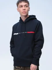 TOMMY HILFIGER パーカー トミーヒルフィガー 裏起毛 ロゴライン プルオーバー MW0MW37361 メンズ 男性 トップス パーカー 長袖 秋冬 ネイビー