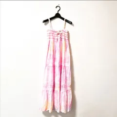 【最終値下げ】人気 ロング丈ワンピース ピンク キャミワンピ コットン100％ 綿 Mサイズ程度 カラフル 春夏秋