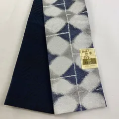 【美品】半幅帯 優品 幾何学 灰色 化繊 【中古】