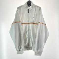 【中古】90～00s NIKE 黒タグ 刺繍 トラックジャケット ホワイト サイズL ナイキ[17]