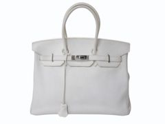 極美品 HERMES エルメス BIRKIN バーキン35 ホワイト シルバー金具 トリヨンクレマンス ハンドバッグ □K刻印 中古 4b002042