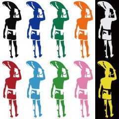 ステッカー 【 サーファー シルエット B 】 選べる10色 縦18ｃｍ×横6ｃｍ おもしろい かっこいい オリジナルステッカー 波乗り サーフィン サーファー ウェイクボード アウトドア派に カッティングステッカー