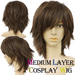 ミディアムレイヤーウィッグ モカブラウン (コスプレウィッグ ショート 男装 茶髪 清春)