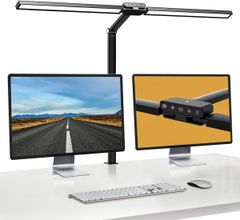デスクライト LED クランプ式 Hapfish 24W 幅広 スタンドライト 電気スタンド 卓上 【ダブル光源・光センサー付・5色温度・5段階調光・高照度・回転可能】テーブルライト 勉強・読書・仕事に適しています