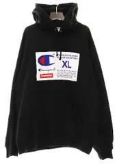 シュプリーム SUPREME × CHAMPION 18AW LABEL HOODED SWEATSHIRT BLACK XLサイズ チャンピオン コラボ ラベル フーデッド パーカー ブラック【ブランド古着ベクトル】【中古】☆AA★240922