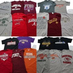 古着卸 まとめ売り カレッジ風 半袖Tシャツ 21枚セット (メンズ S /M ) チームロゴ 英文字プリント ワンポイント ラッセル 中古古着 NA6973