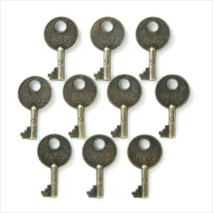 T-273X アンティーク チャーム【鍵 PARIS】10個セット 金古美 カギ キー カン付きメタルチャーム ネックレス キーリング ハンドメイドアクセサリーパーツ