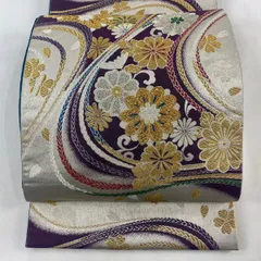 ZF-1089 袋帯 華紋 花唐草 オーロラ箔 逸品 六通 正絹
