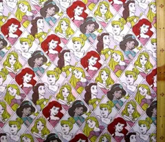 約108×40 kk-7764　キャラクター 生地 ディズニー プリンセス （ ピンク系 ) ( 布 ディズニー 男の子 女の子 ディズニー 白雪姫 ラプンツェル オーロラ アリエル ベル シンデレラ ジャスミン )