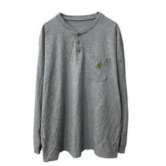 Carhartt 長袖 ヘンリーネックTシャツ 2XL～ ライトグレー カーハート ロンT ロングTシャツ ビッグサイズ 古着卸 アメリカ仕入 a705-6117
