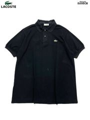 古着 LACOSTE ラコステ フランス製 クロコダイル 無地 ワンポイント コットン100％ 半袖 Ｔシャツ 黒 (ttu2506144)