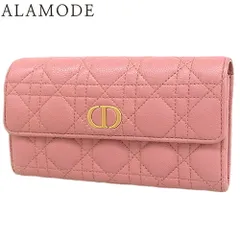 Christian Dior(クリスチャンディオール) カナージュ Dior Caro Orchid ロングウォレット 長財布 2つ折り 二つ折り カーフ ピンク ゴールド金具 S5039UWHC レディース 40802119057【中古】【アラモード】