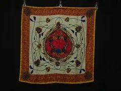 ChristianDior クリスチャンディオール シルク100% 大判 スカーフ ストール ショール レディース レッド系×マルチカラー DJ1712