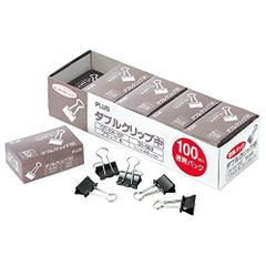 中クリップ幅25mm プラス ダブルクリップ 中徳用パック 100個 CP-104-10P 35-582 ブラック