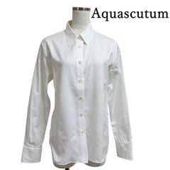 Aquascutum　アクアスキュータム 　レディース　レギュラーカラーシャツ　長袖　11号　L　白　無地