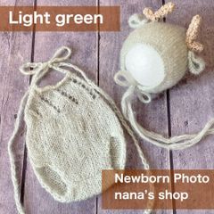 3点セット【編み込みグリーン辰】♪ニューボーンフォト撮影衣装