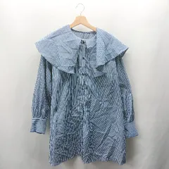 ◇ ⊂◎ classicalelf クラシカルエルフ ストライプ柄 長袖 膝上 ワンピース サイズM サックスブルー レディース E  【1410290038611】