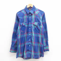 L/古着 長袖 ウエスタン シャツ メンズ 00s 青他 ブルー チェック 25aug19 中古 トップス