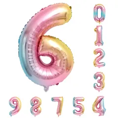 超特大100cm ナンバーバルーン 6 SIX 誕生日 飾り付け用 バースデー アルミホイル風船 40inch