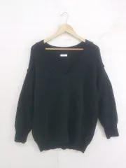 ◇ LOWRYS FARM ローリーズファーム Vネック コットンニット 長袖 セーター サイズF ブラック レディース P  【1302130000400】