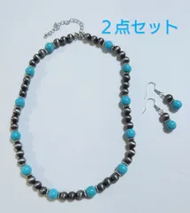 ターコイズ調ボヘミアンネックレスとピアスの２点セット✨️新品✨️　　ターコイズアクセサリー　　　ボヘミアンアクセサリー　　　ピアスボヘミアン　　　ネックレスボヘミアン　　　ピアスターコイズ　　　イヤリングターコイズ　　ピアスボヘミアン　　　イヤリングボヘミアン