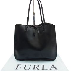☆FURLA フルラ レザーショルダーバッグ レザートートバッグ レディース 肩掛け ブラック イタリア製 保存袋付き