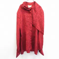 オールドグッチ GUCCI ヴィンテージ イタリア製 シルク シャツ ブラウス 総柄 892576i